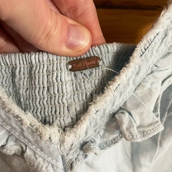 Free People Winona Denim Top Size Large - Picture 5 of 7